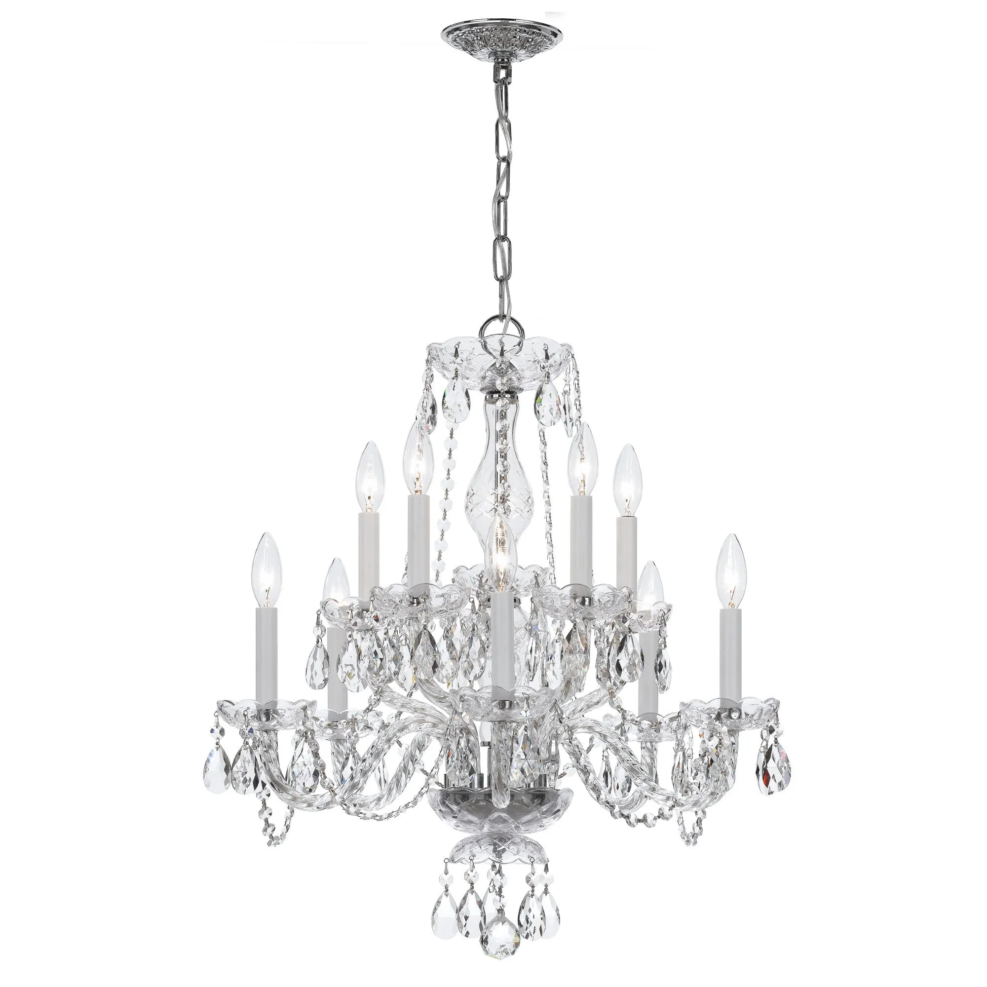 10 Light Polished Chrome Crystal Chandelier Draped In Clear Spectra Crystal - C193-5080-CH-CL-SAQ