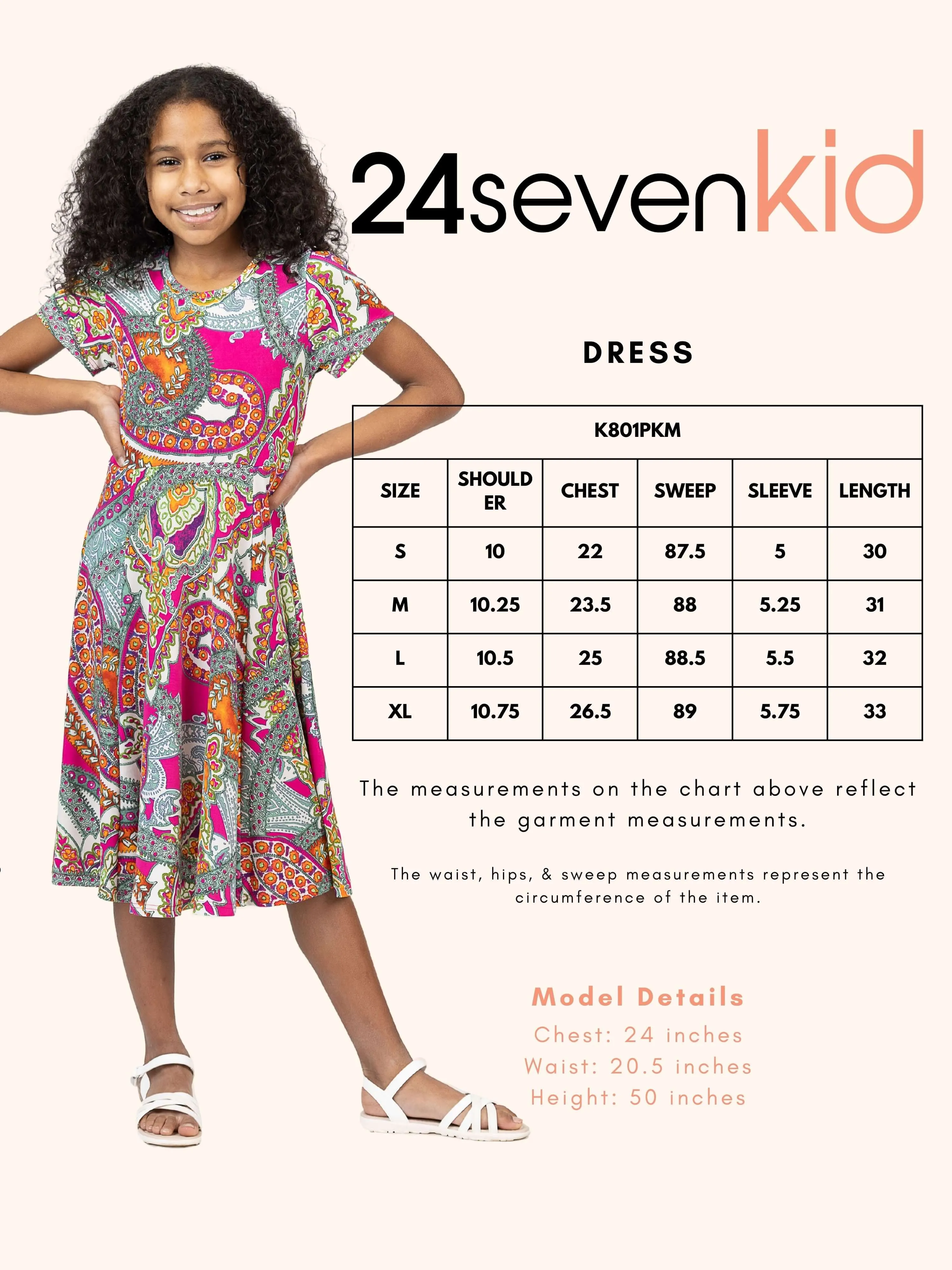 24sevenkid Pink Paisley Short Sleeve Girls Dress