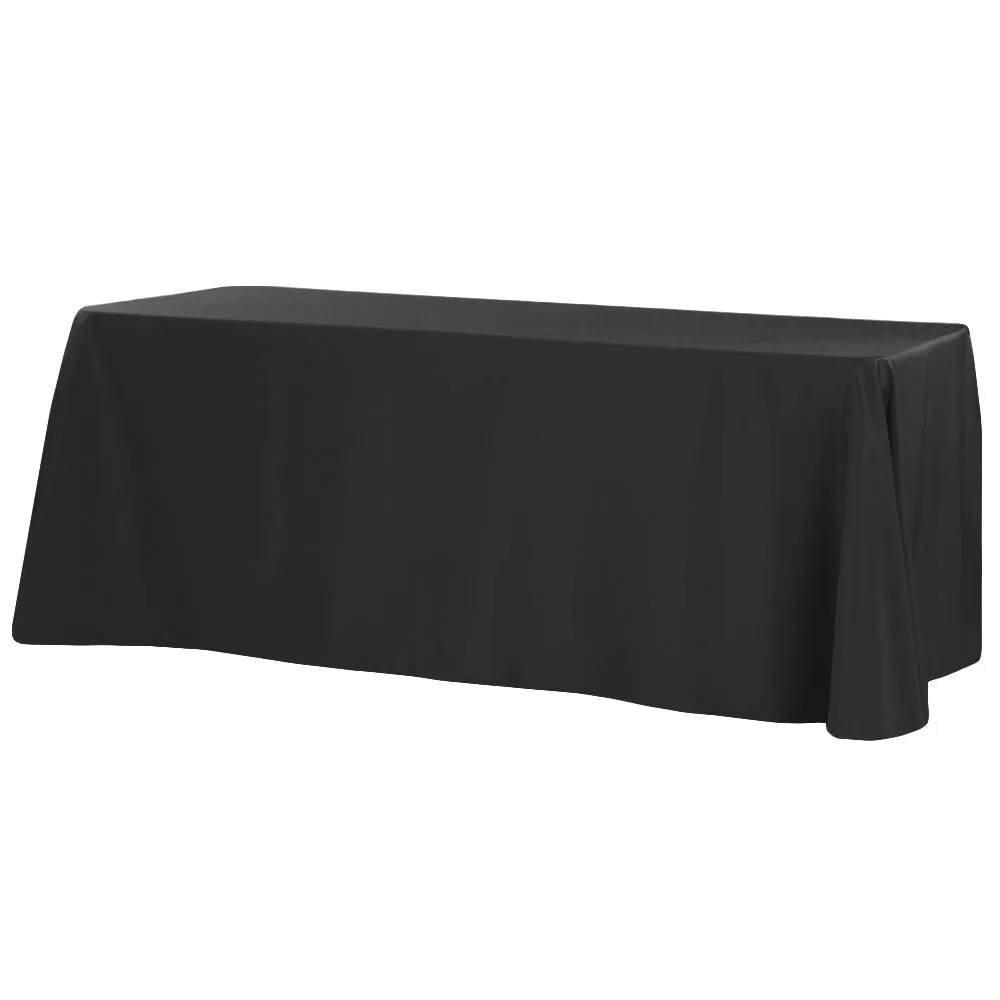 90"x156" Rectangular Polyester Tablecloth (Square Corners) - Black