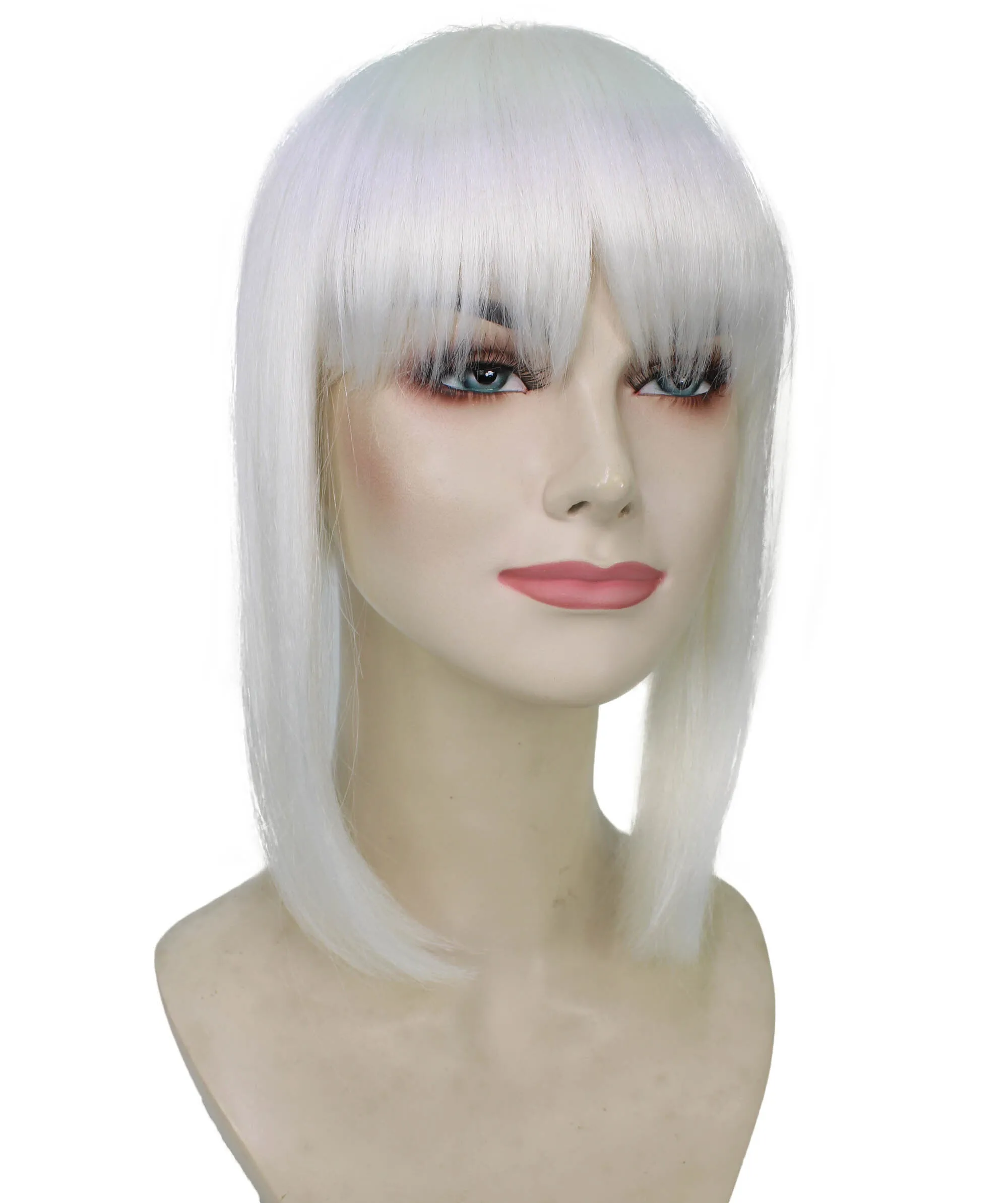 Adult Women's Short and Low White Ponytail Wig | Perfect for Cosplay | Flame-retardant Synthetic Fiber