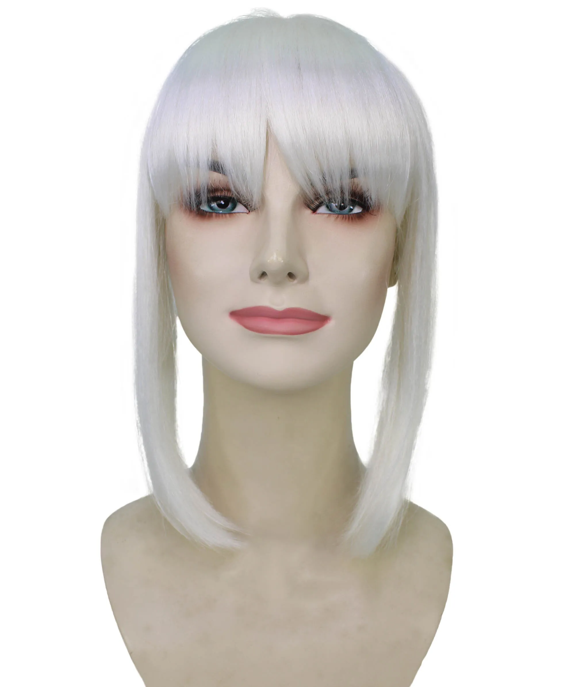 Adult Women's Short and Low White Ponytail Wig | Perfect for Cosplay | Flame-retardant Synthetic Fiber