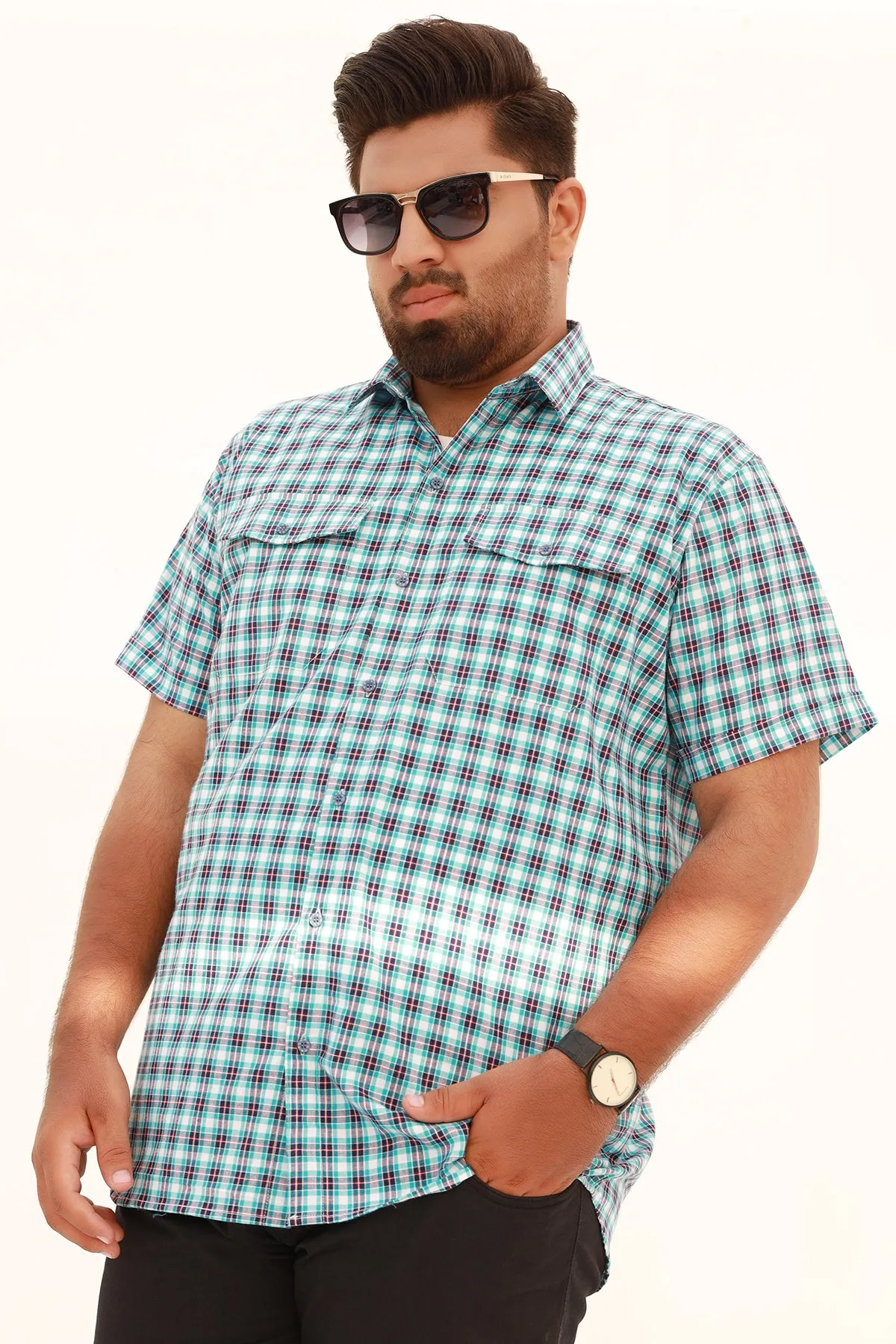 Algiers Blue Checks Shirt (Plus Size) - S22 - MS0039P