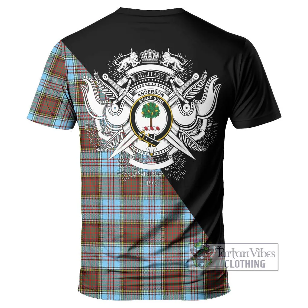 Anderson Ancient Tartan T-Shirt with Family Crest and Military Logo Style