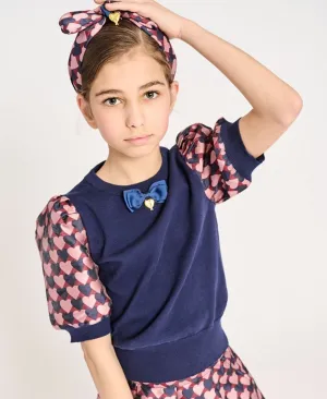 Angel's Face Girls Anais Knitted Navy Hearts Top