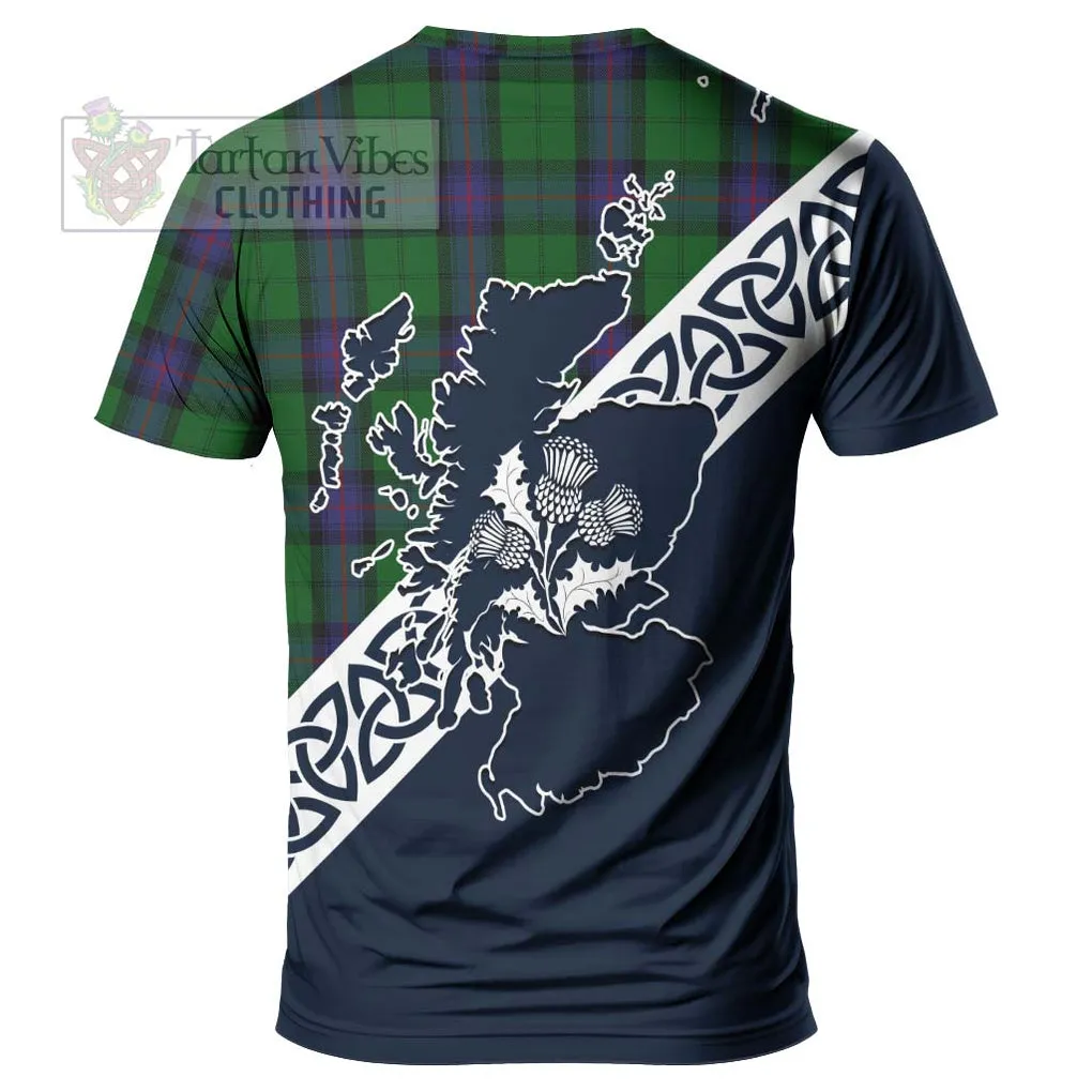 Armstrong Tartan T-Shirt Featuring Thistle and Scotland Map