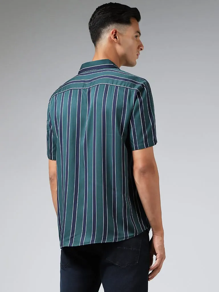 Ascot Green Striped Relaxed-Fit Shirt