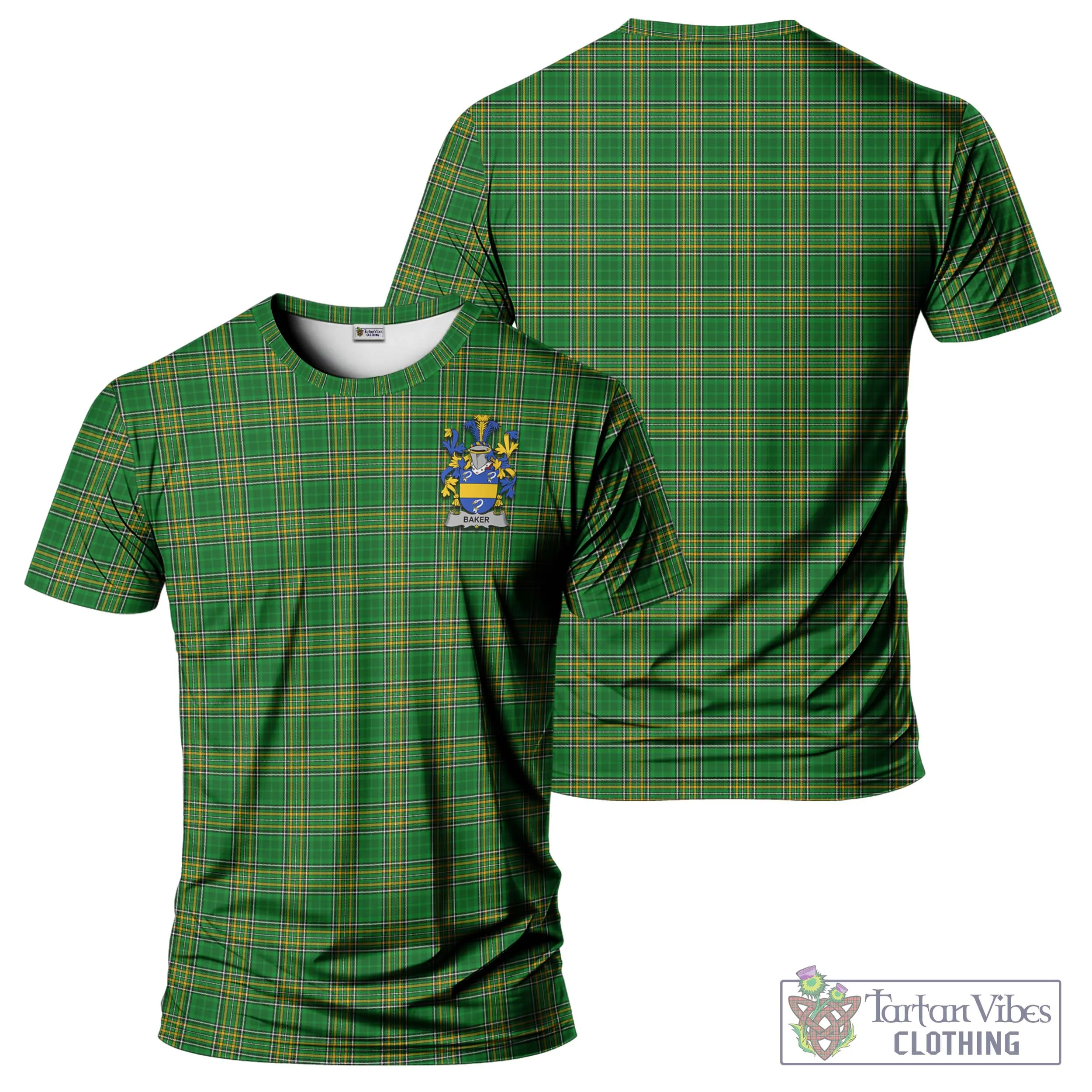 Baker Irish Clan Tartan T-Shirt with Family Seal