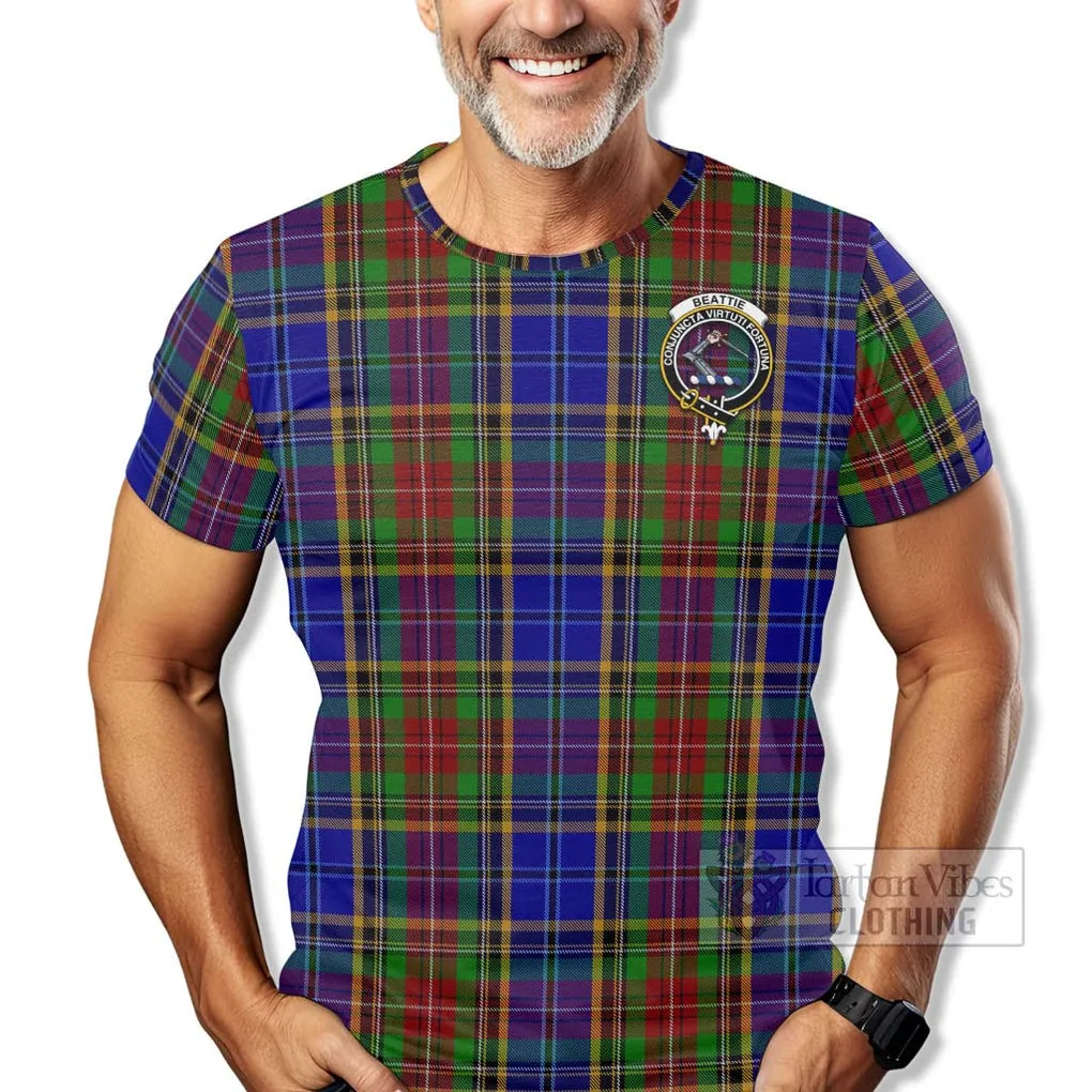 Beattie (Beatty) Tartan T-Shirt with Family Crest Celtic Skull Style