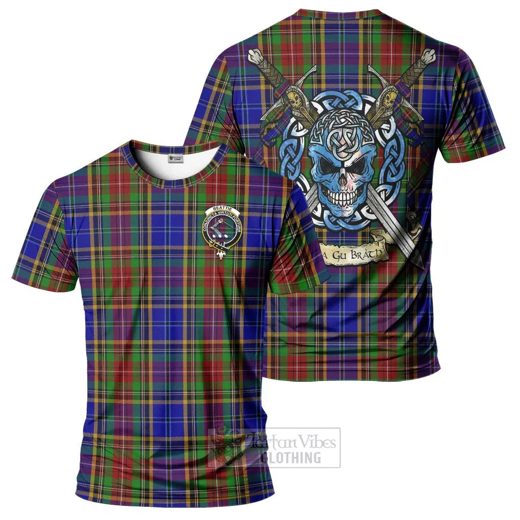 Beattie (Beatty) Tartan T-Shirt with Family Crest Celtic Skull Style