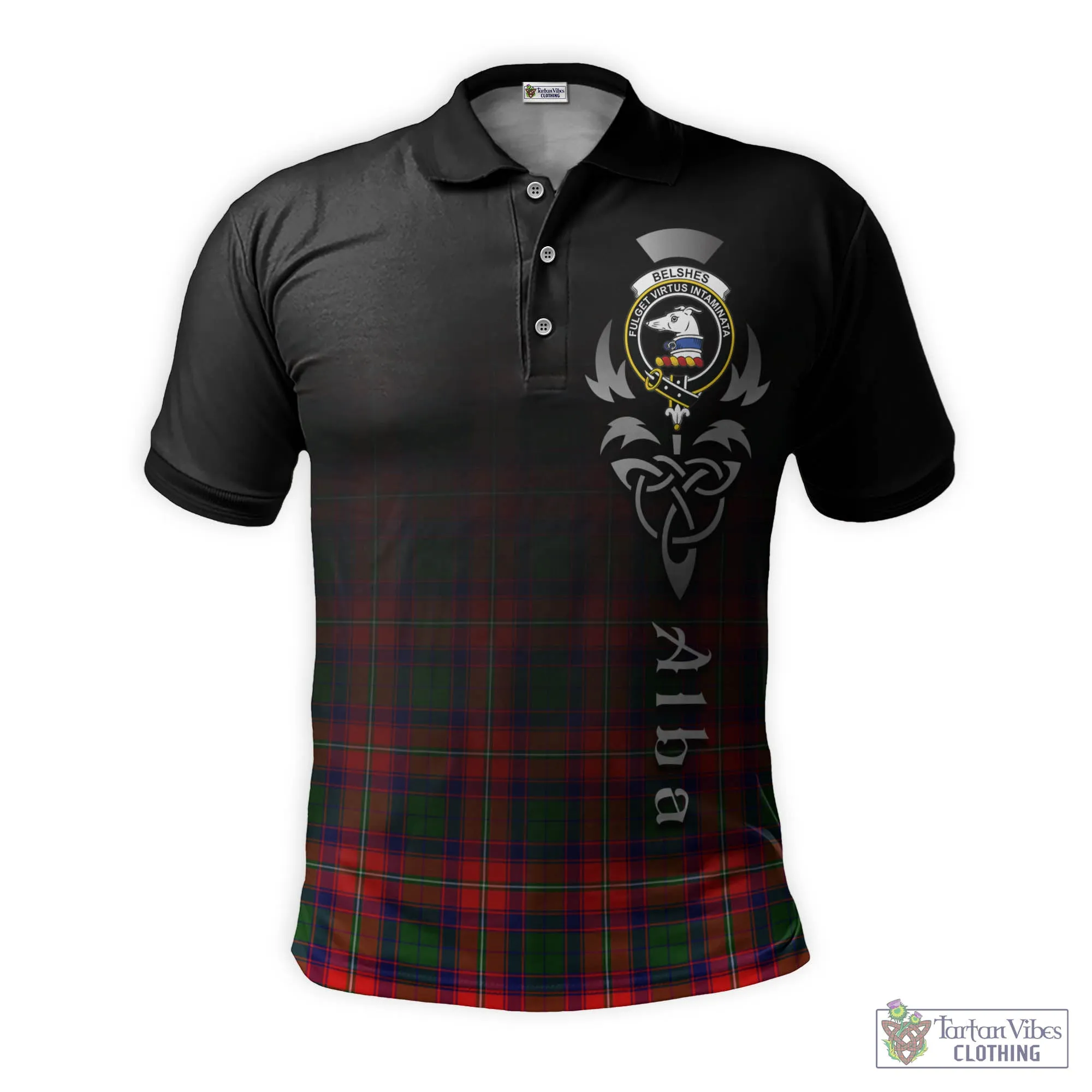 Belshes Tartan Polo Shirt Featuring Alba Gu Brath Family Crest Celtic Inspired