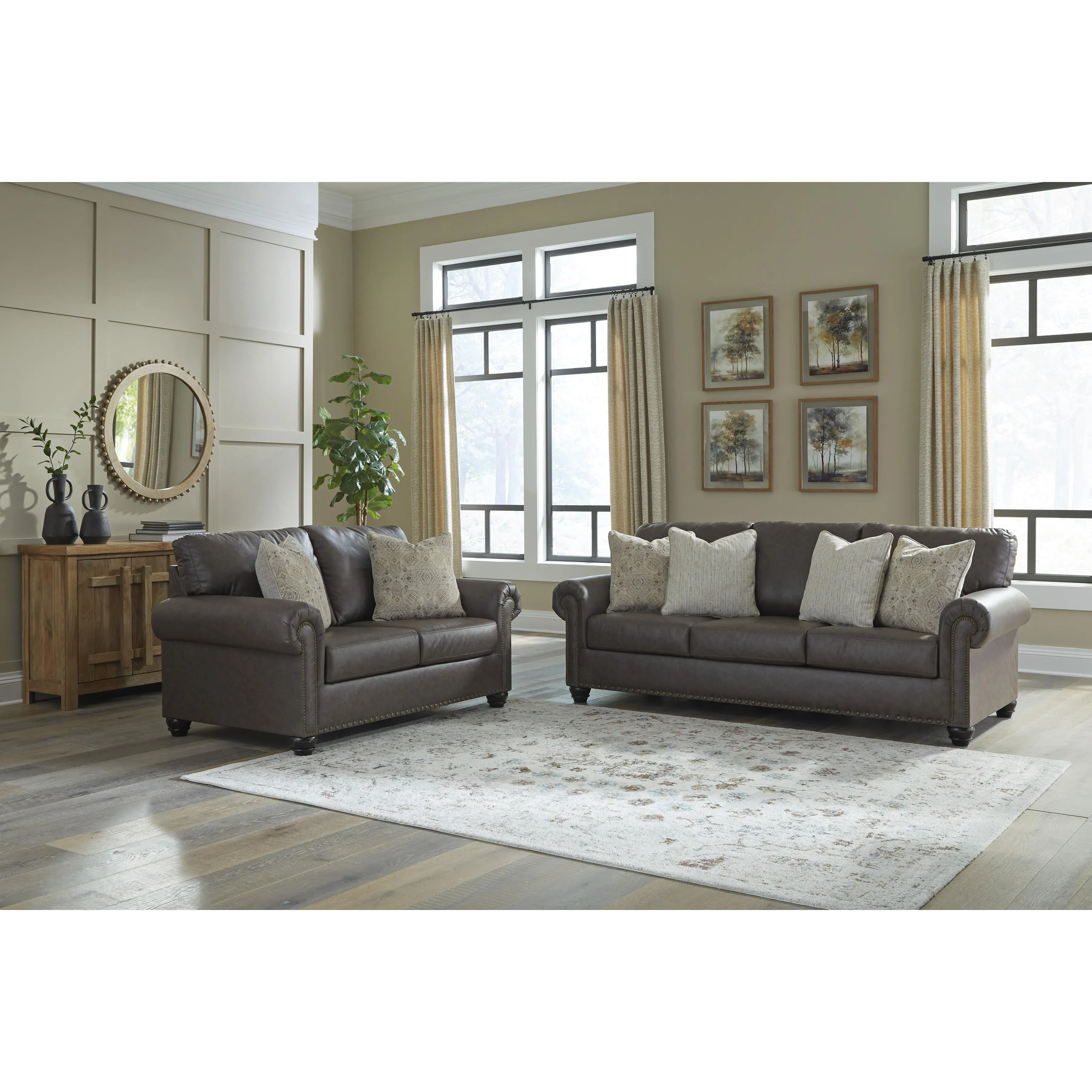 Benchcraft Roxmere Stationary Leather Look Loveseat 5550335