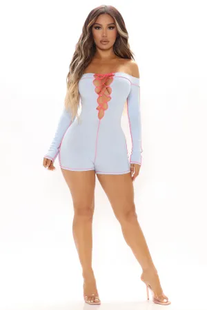 Best Behavior Romper - Light Blue