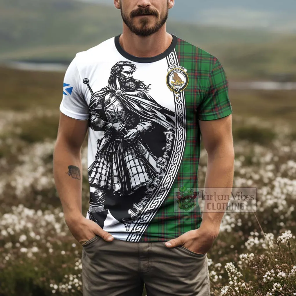 Beveridge Tartan Clan Crest T-Shirt with Highlander Warrior Celtic Style