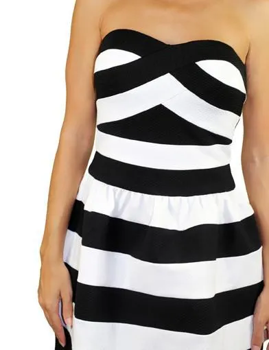 Black And White Striped Short Dress