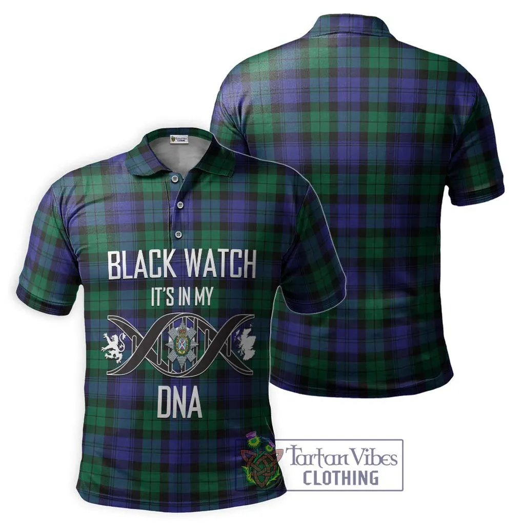 Black Watch Modern Tartan Polo Shirt with Family Crest DNA In Me Style