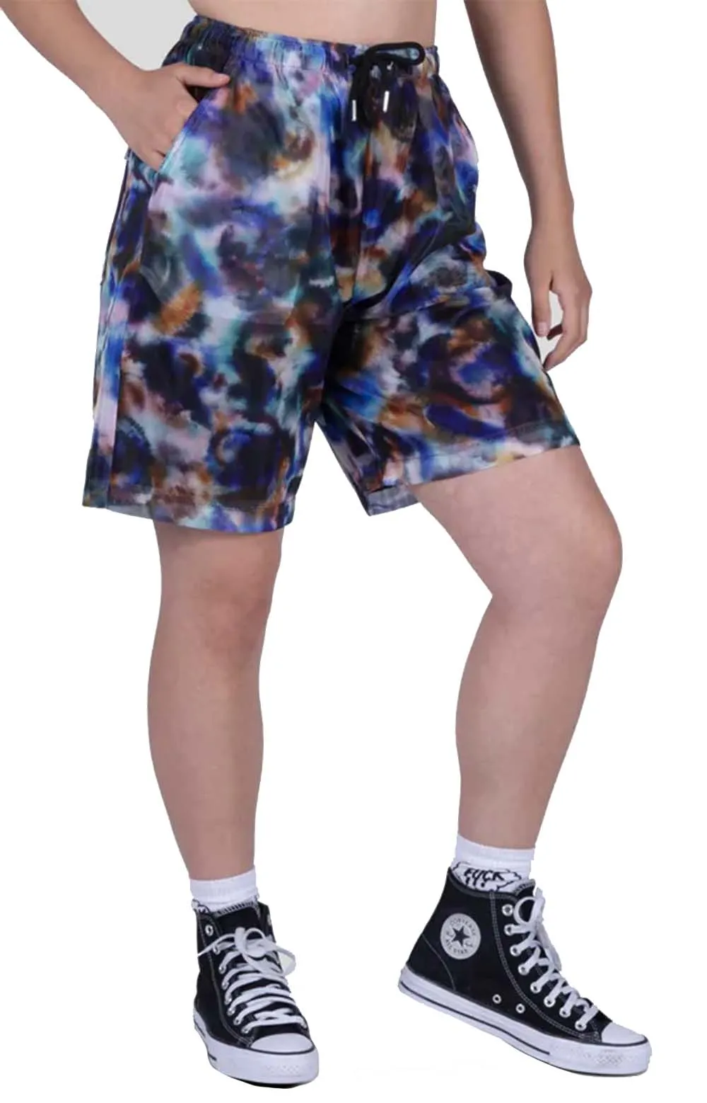 Blue Tie-Dye Athletic Mesh Shorts