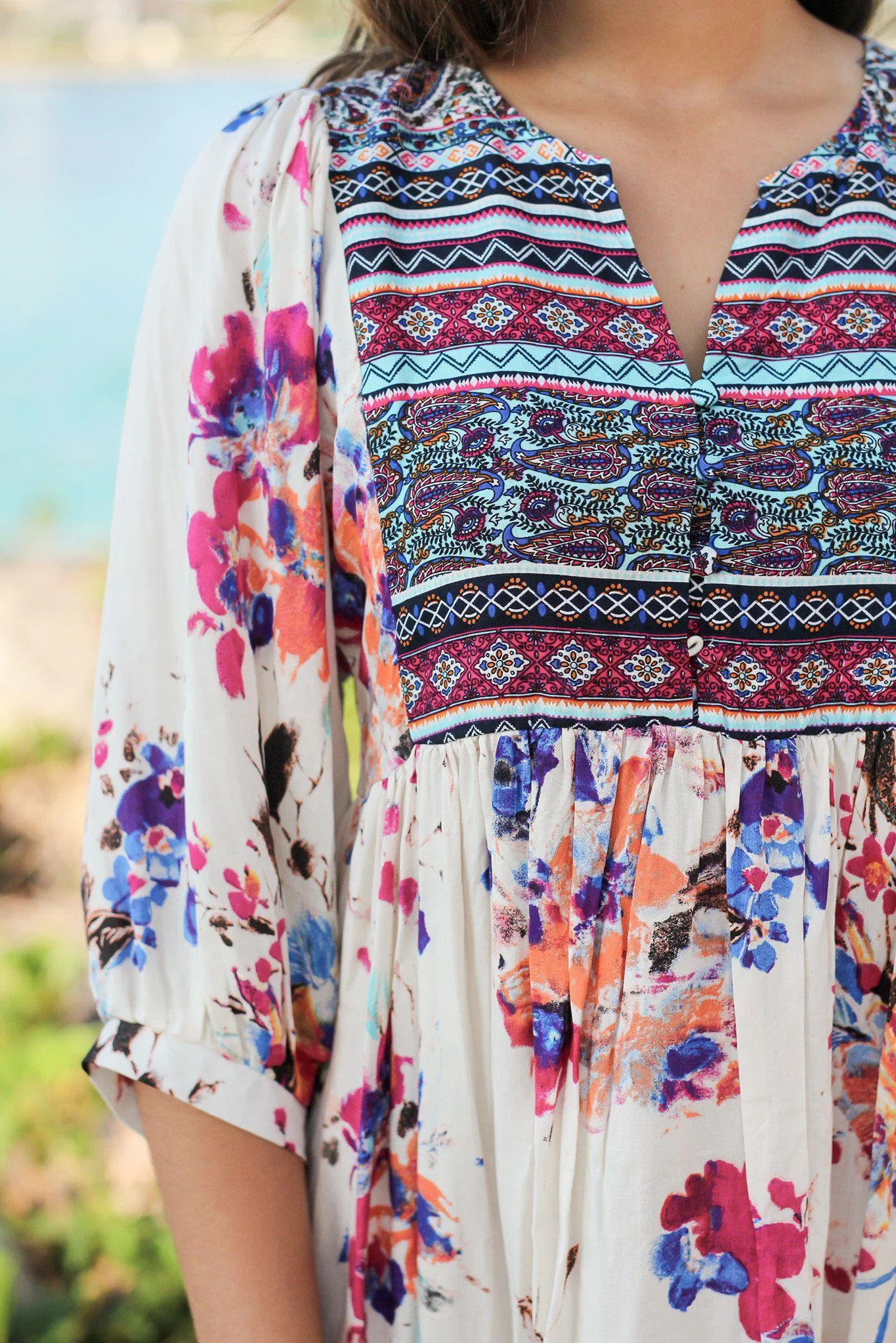 Boho Floral Printed Short Dress