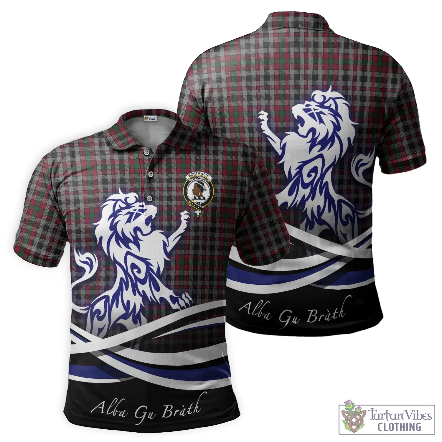 Borthwick Tartan Polo Shirt with Alba Gu Brath Regal Lion Emblem