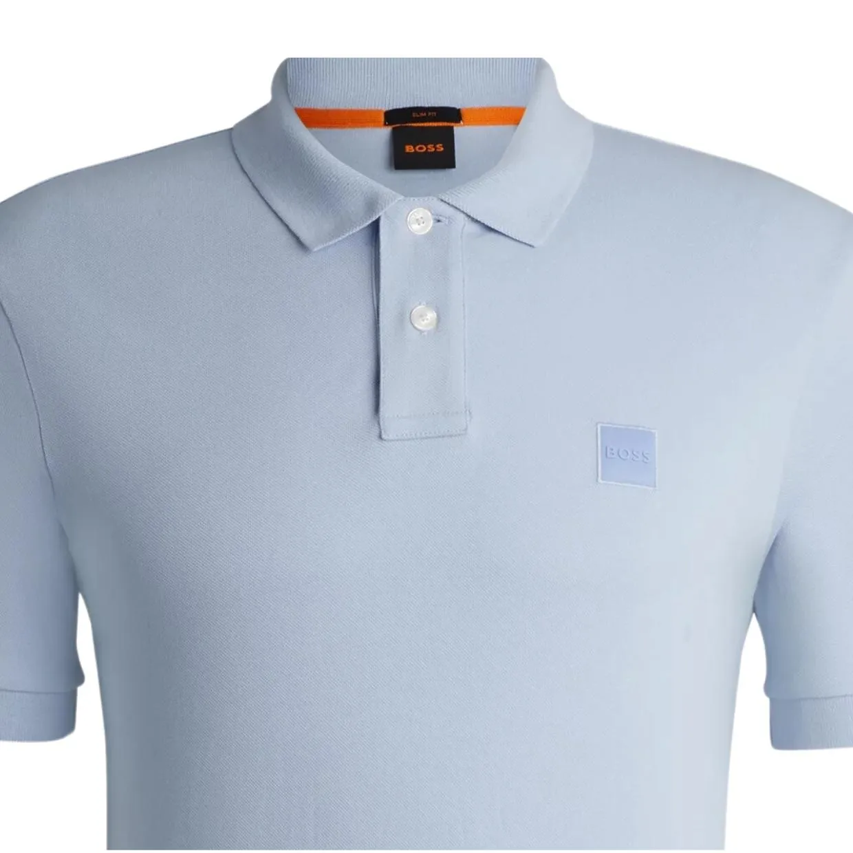 BOSS Passenger Logo Patch Light Blue Polo Shirt