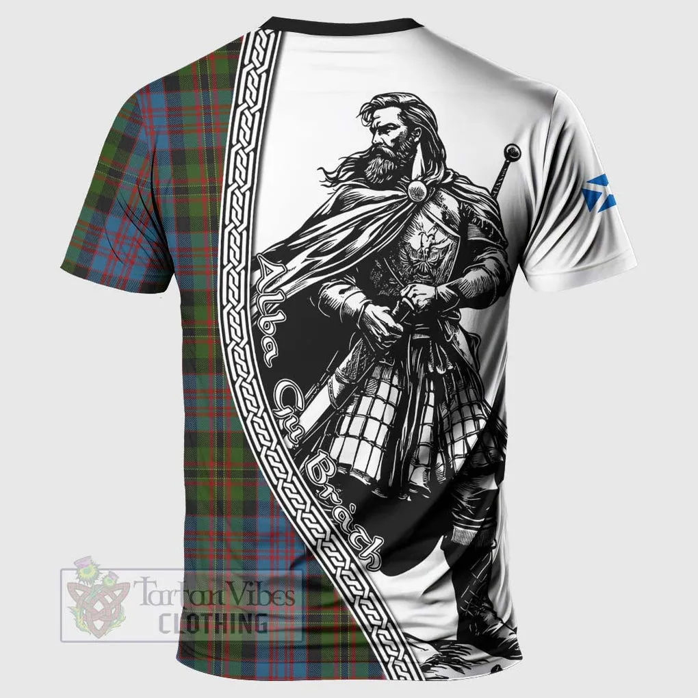 Bowie Tartan Clan Crest T-Shirt with Highlander Warrior Celtic Style