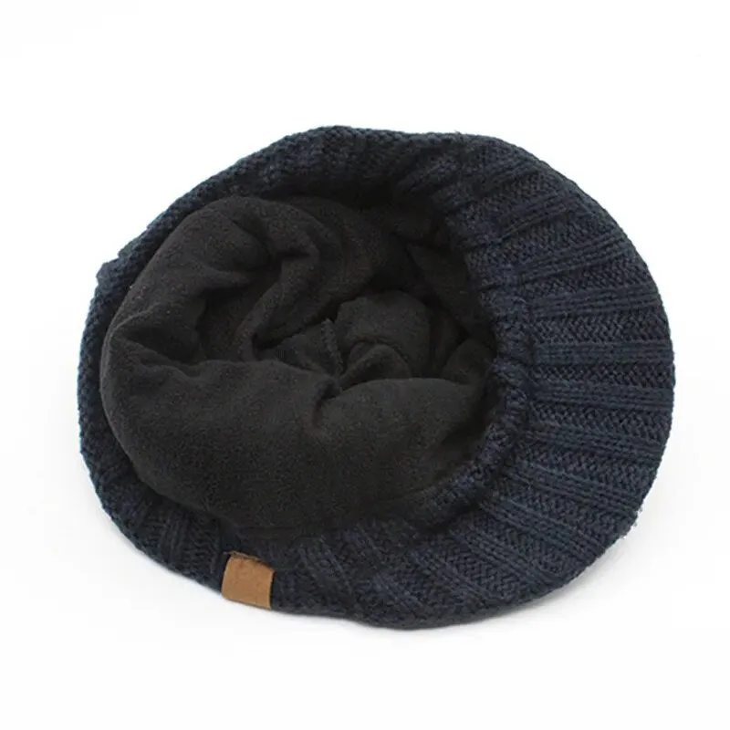 Brimmed Beanie in Black, Blue and Grey With Short Brim