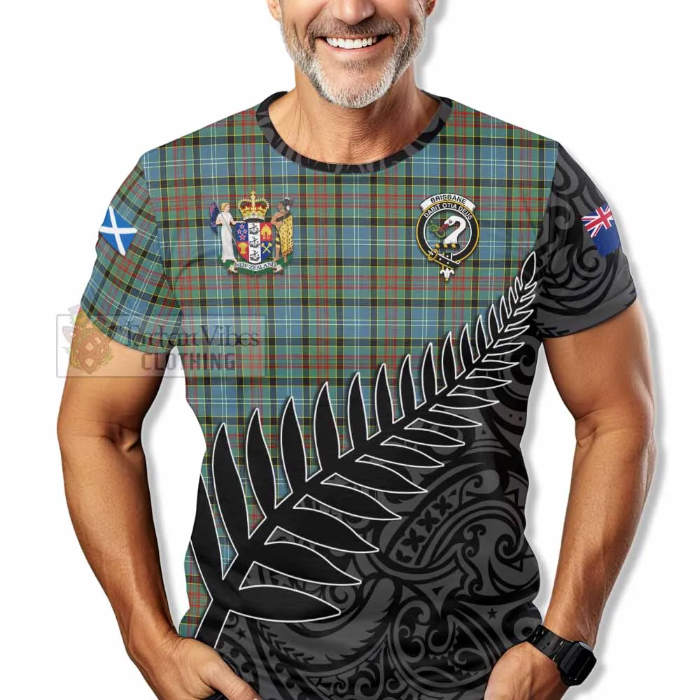 Brisbane Crest Tartan T-Shirt with New Zealand Silver Fern Half Style