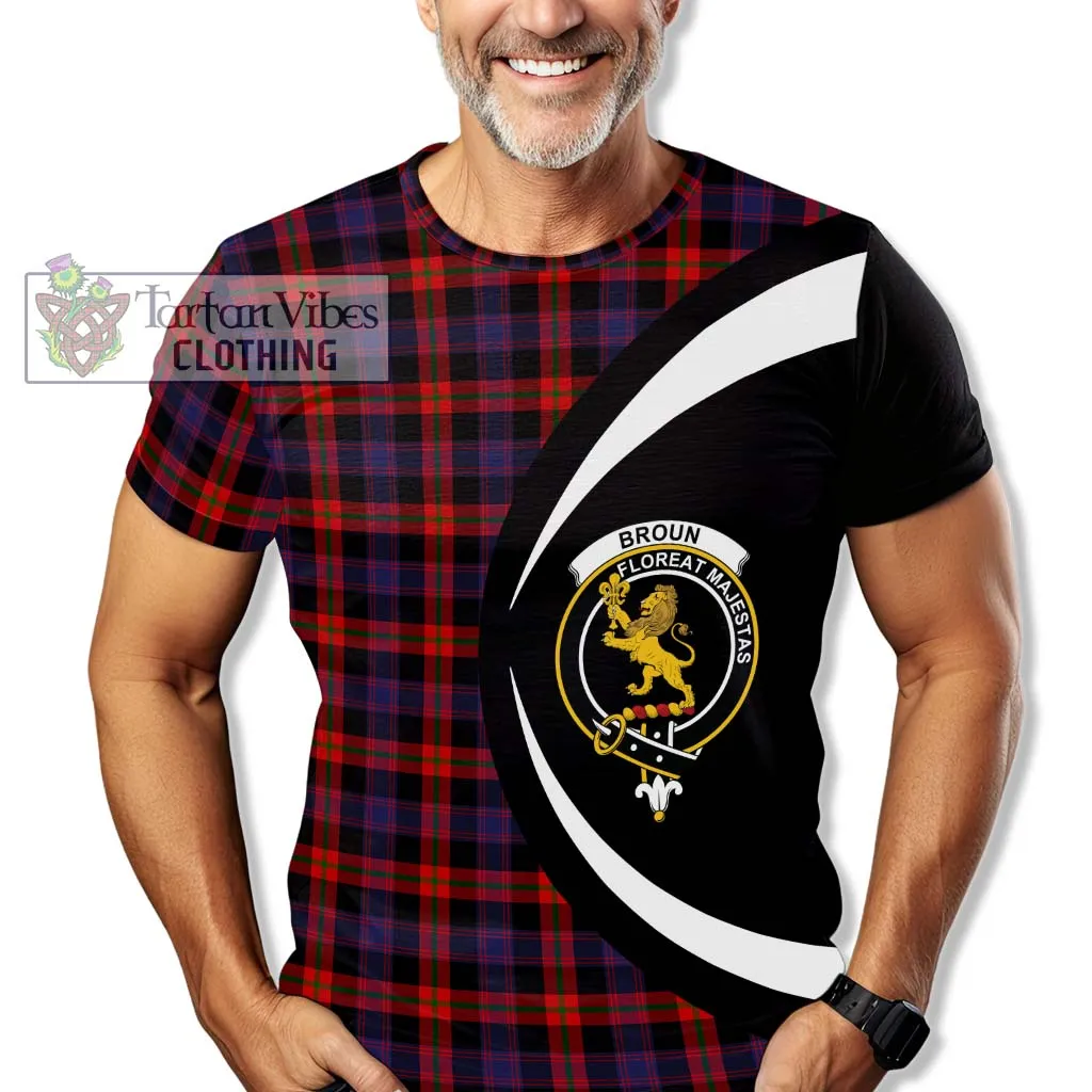 Broun Modern Tartan T-Shirt with Family Crest Circle Style