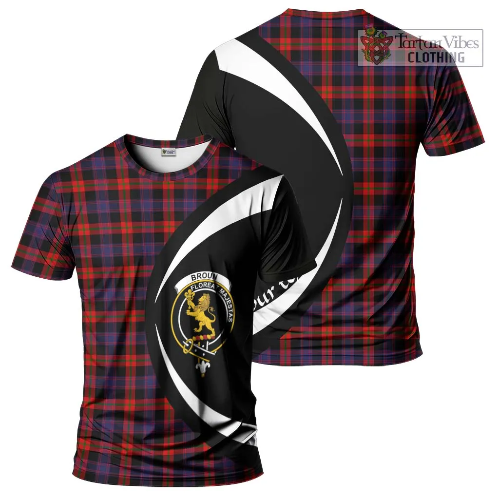 Broun Modern Tartan T-Shirt with Family Crest Circle Style