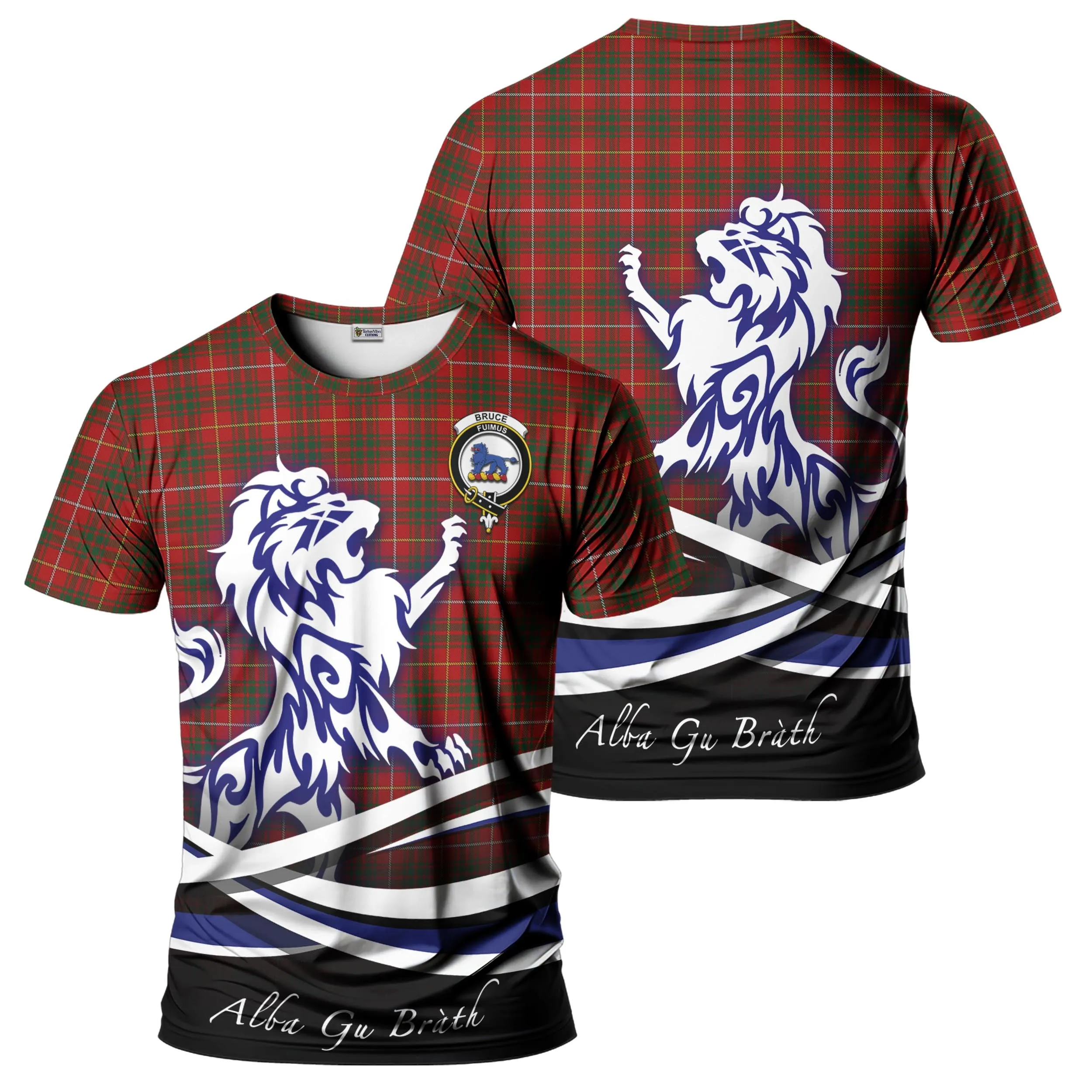 Bruce Tartan T-Shirt with Alba Gu Brath Regal Lion Emblem