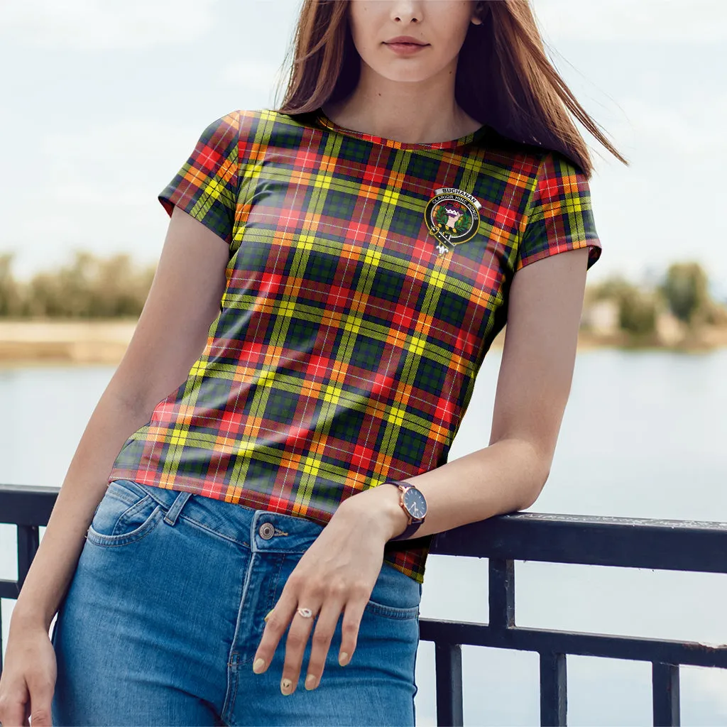 Buchanan Modern Tartan T-Shirt with Family Crest