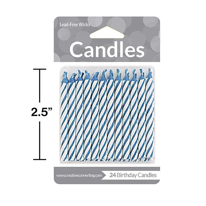 Bulk Blue Striped Candles (288 per Case)