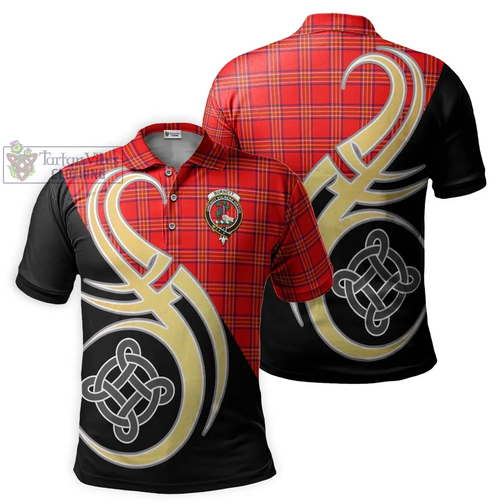 Burnett Modern Tartan Polo Shirt with Family Crest and Celtic Symbol Style