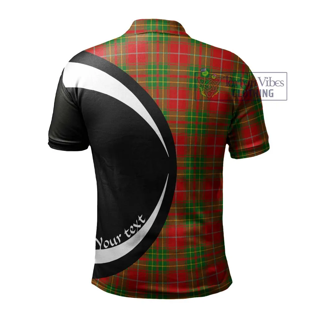 Burnett Tartan Men's Polo Shirt with Family Crest Circle Style