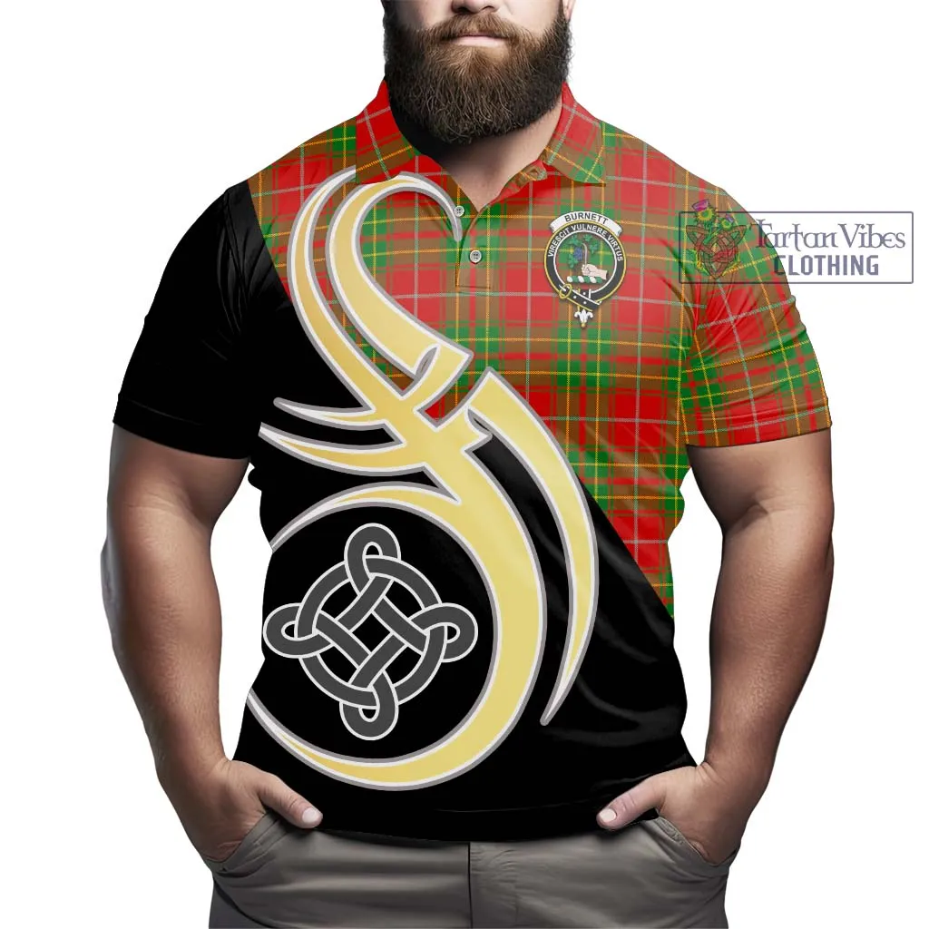 Burnett Tartan Polo Shirt with Family Crest and Celtic Symbol Style