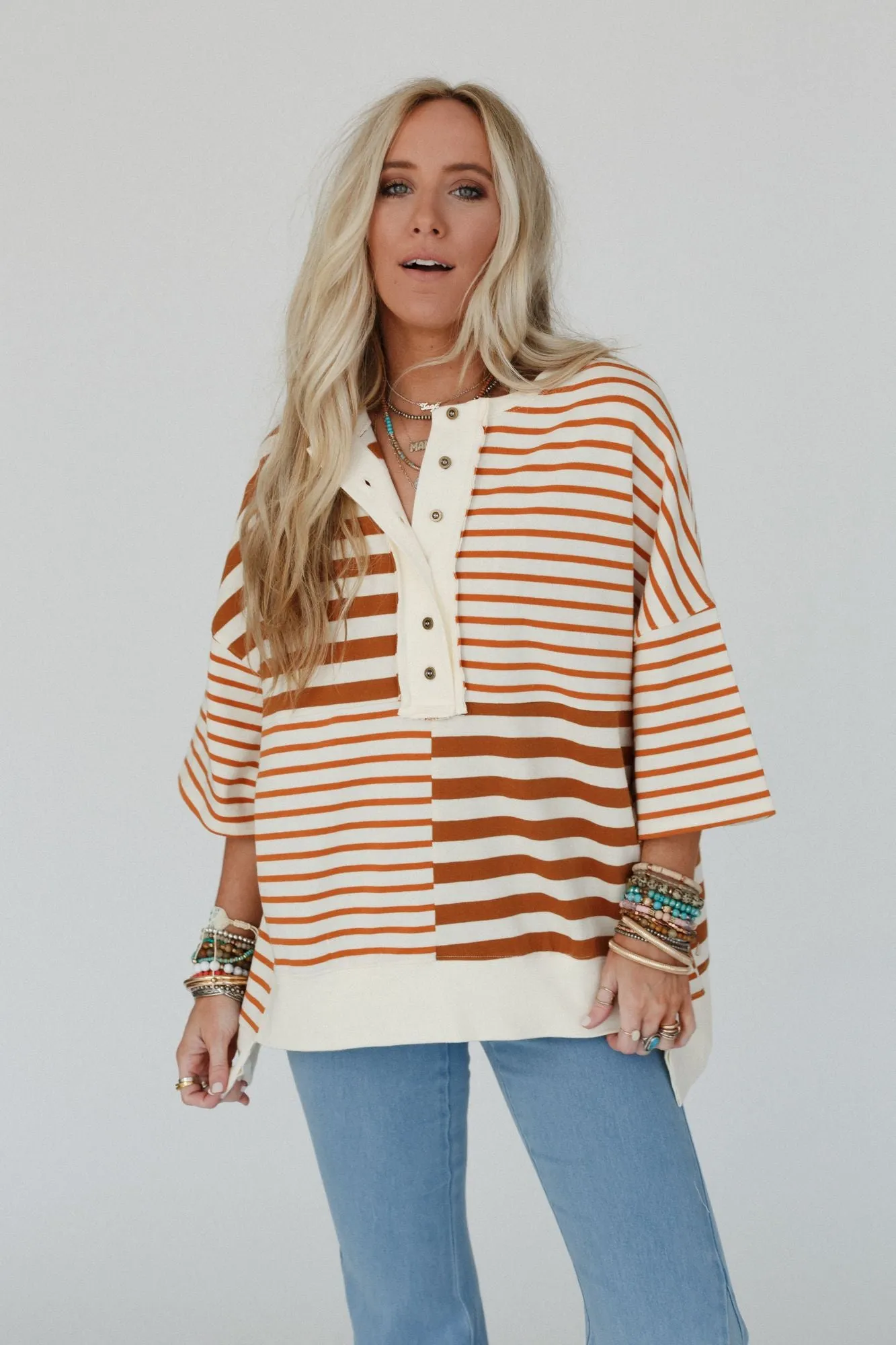 City Stripes High Low Top - Mocha