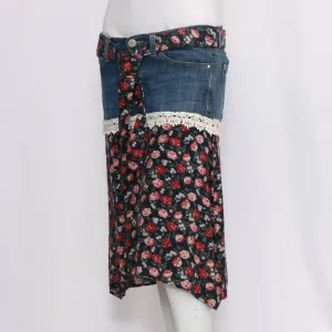 CR246A Reworked Ladies' Skirts made using Ladies' Vintage Denim Pants and Printed Skirts