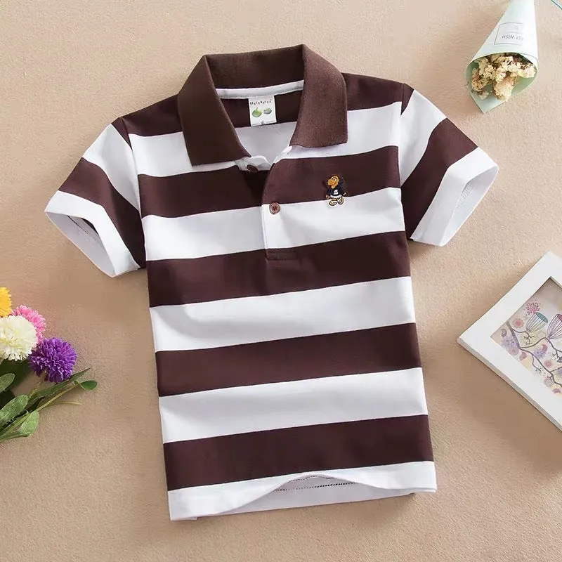 CUHK Kids' Striped Cotton Polo Shirts