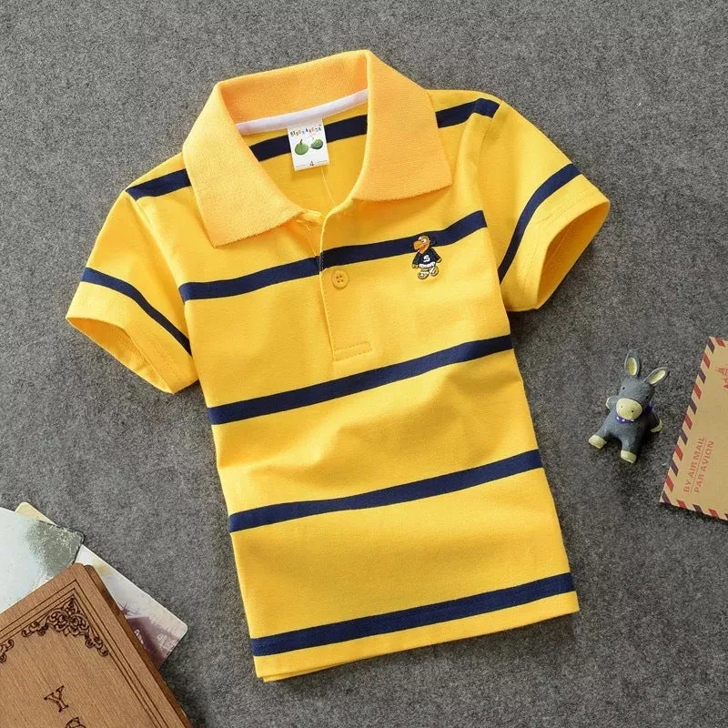 CUHK Kids' Striped Cotton Polo Shirts