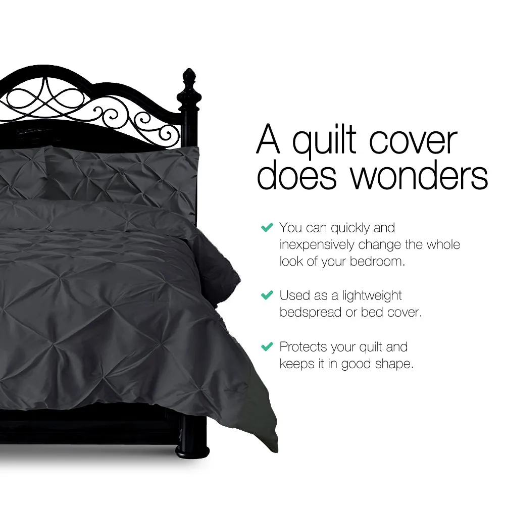 Diamond Pintuck Quilt Cover Set Super King Black, Giselle Bedding