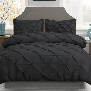 Diamond Pintuck Quilt Cover Set Super King Black, Giselle Bedding