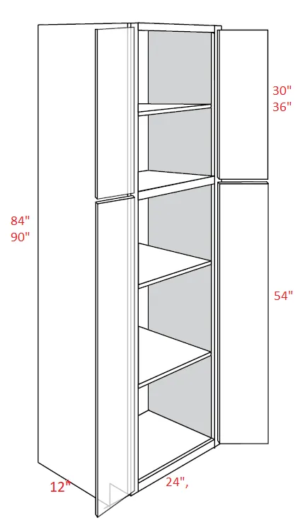 EB10-UC2412X90 Elegant White Assembled 24x90x12 Pantry Cabinet