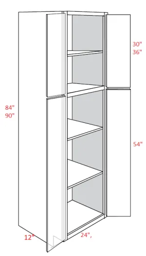 EB10-UC2412X90 Elegant White Assembled 24x90x12 Pantry Cabinet