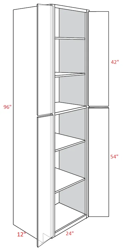 EB10-UC2412X96 Elegant White Assembled 24x96x12 Pantry Cabinet