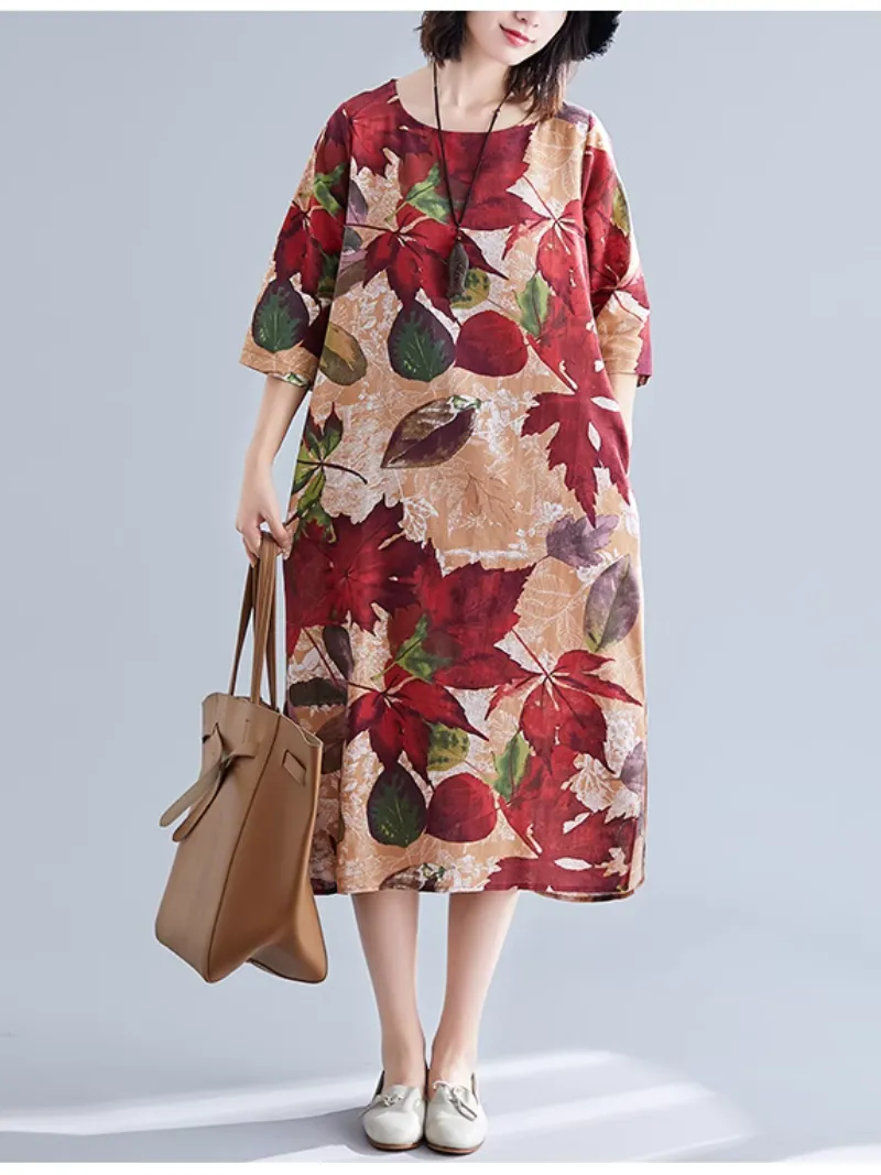 Elegant Grace Printed A-Line Dress