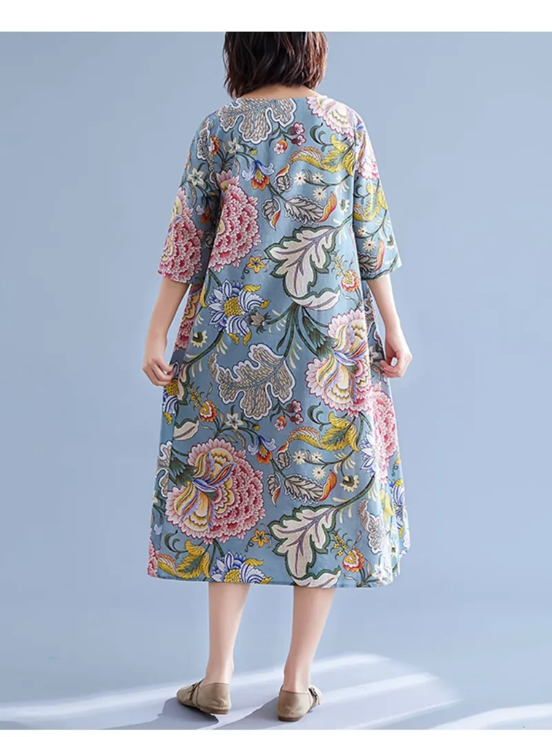 Elegant Grace Printed A-Line Dress