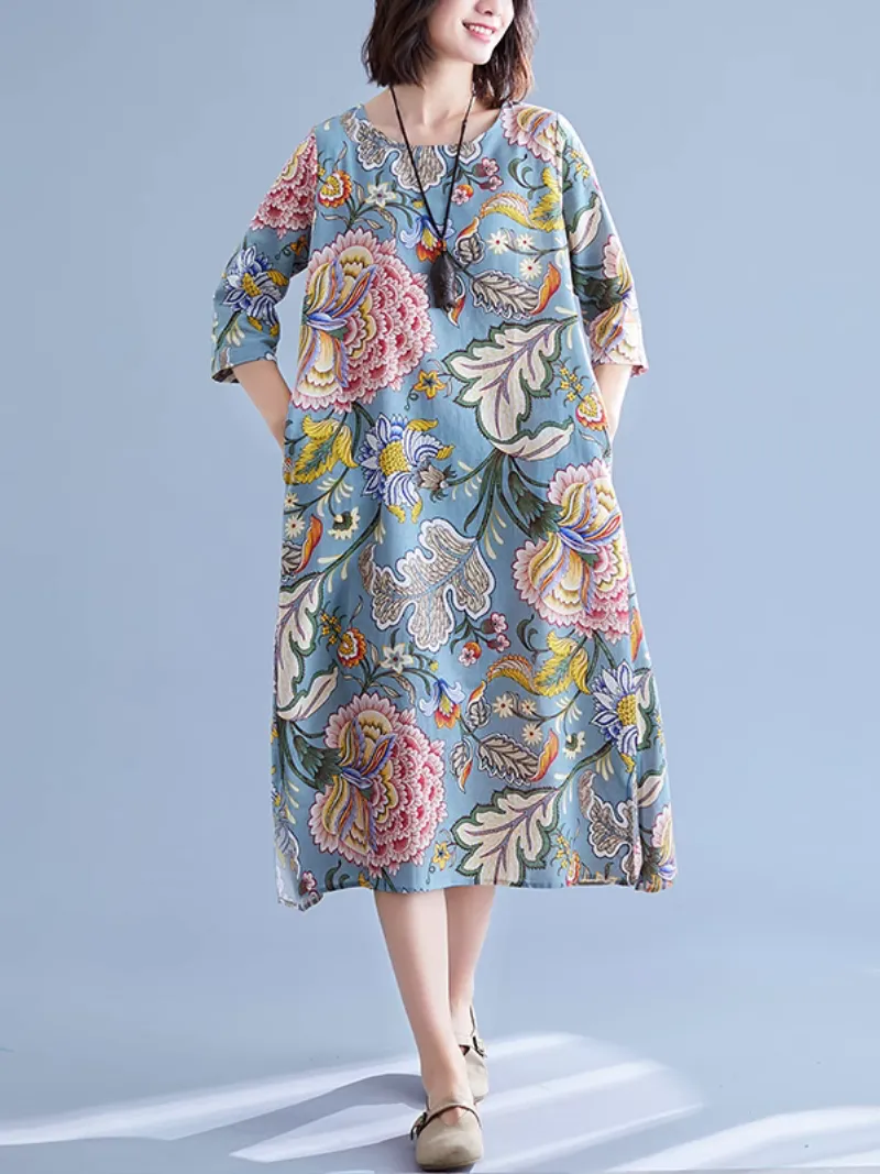 Elegant Grace Printed A-Line Dress