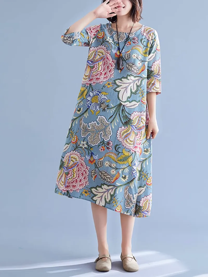 Elegant Grace Printed A-Line Dress