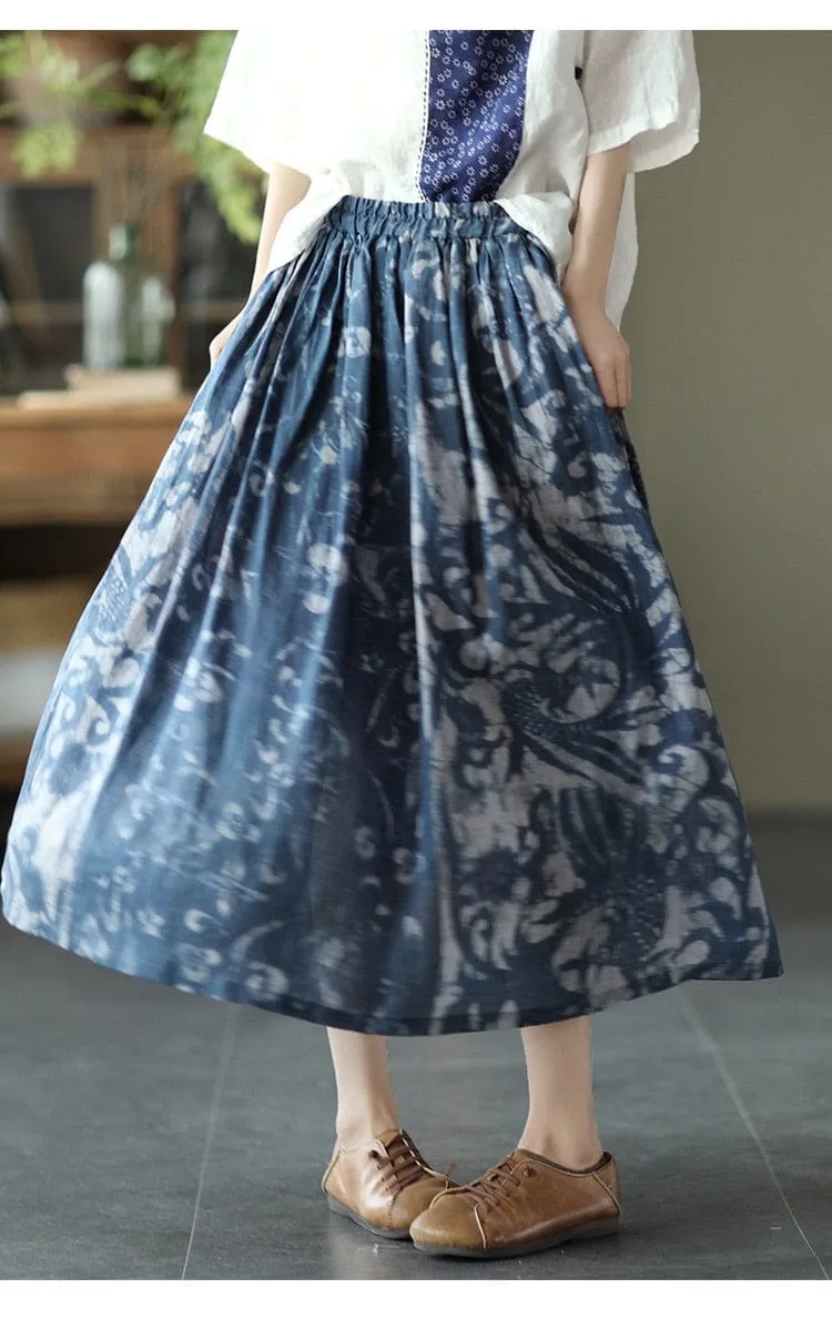 Floral Retro Linen Skirts