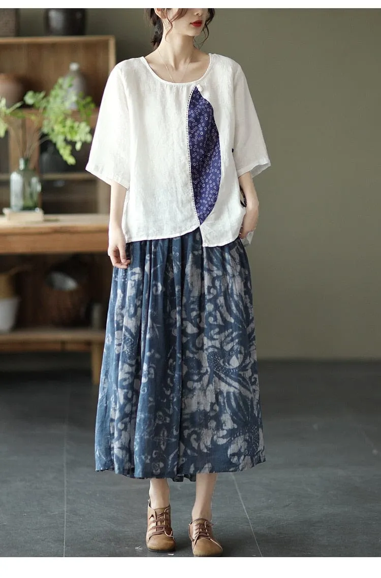 Floral Retro Linen Skirts