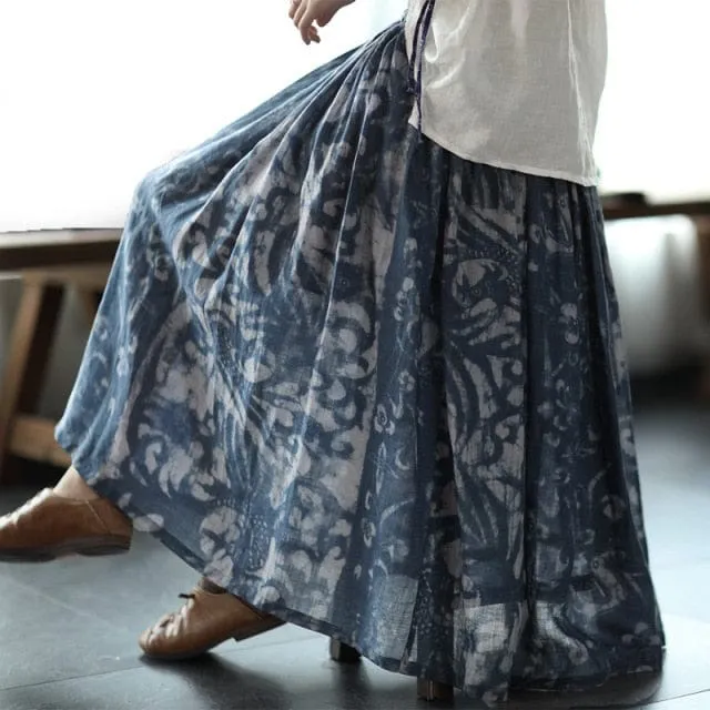 Floral Retro Linen Skirts